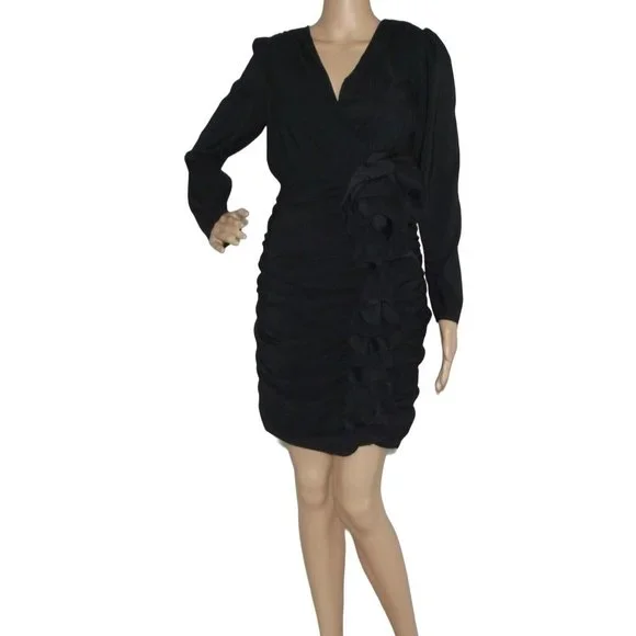 express black ruffle dress Crew Neck Sleeveless Drop Waist Bubble Hem Mini Dress